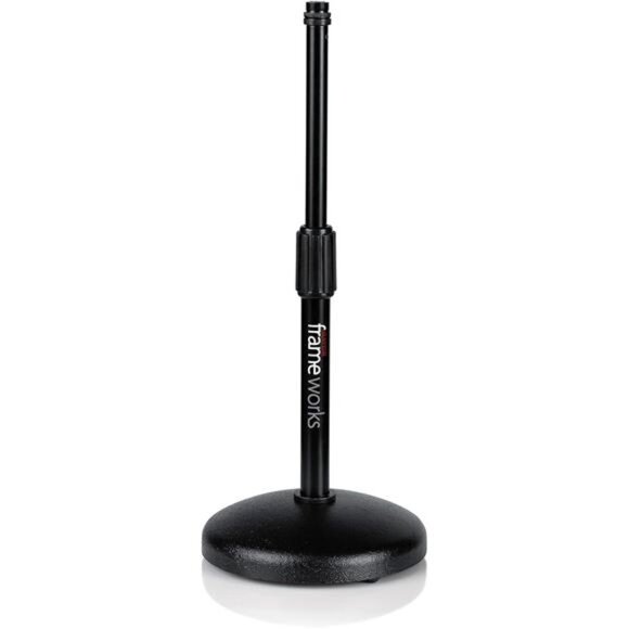Frameworks Desktop Microphone Stand with Round Weighted Base & Adjustable Height